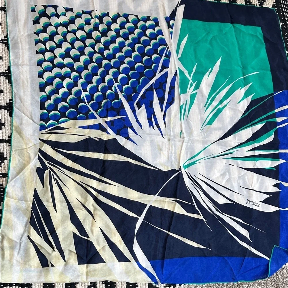 Loredano tropical Blue and Green Women's Scarf silk